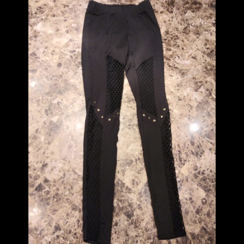 Black studded leggings